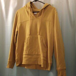 Solid mustard/yellow open v-neck hoodie sweatshirt